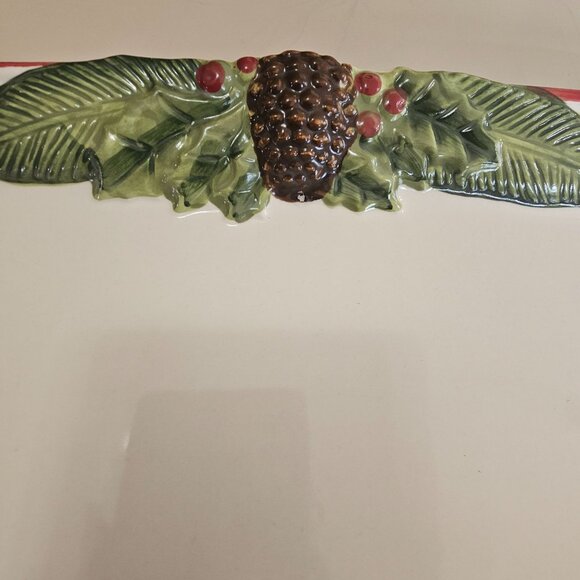 Heritage Rectangular Serving Platter 14.5" Christmas holiday pinecone charcuteri - Picture 4 of 10